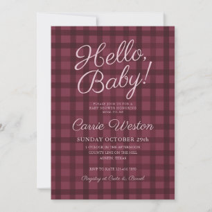 Minimal Fall Gingham Baby Shower Invitation