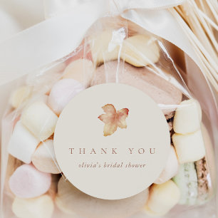 Minimal Fall Leaf Bridal Shower Thank You Favor Classic Round Sticker