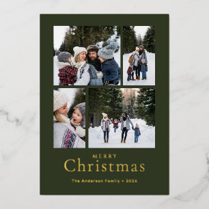 Minimal Family 4 Photo Black Merry Christmas