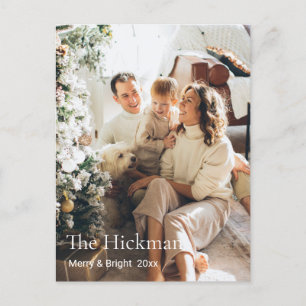 Minimal Family Custom Photo Chirstmas Holiday Postcard