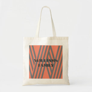 MINIMAL FAMILY MONOGRAM GIFT ORANGE TOTE BAG