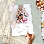 Minimal Family Photo Overlay Merry Christmas Holiday Card<br><div class="desc">Minimal Family Photo Overlay Merry Christmas. Available digitally and printed.  A stylish set script for Merry Christmas and the rest of the text is easy to personalise. Replace the sample photo with your own favourite.</div>