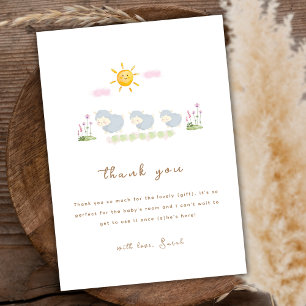 Minimal Family Sheep Floral Garden Baby Shower Thank You Card