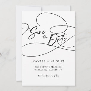 Minimal Fancy Script "Save The Date" Wedding Photo Save The Date