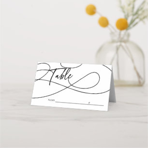 Minimal Fancy Script "Table" Calligraphy Wedding Place Card