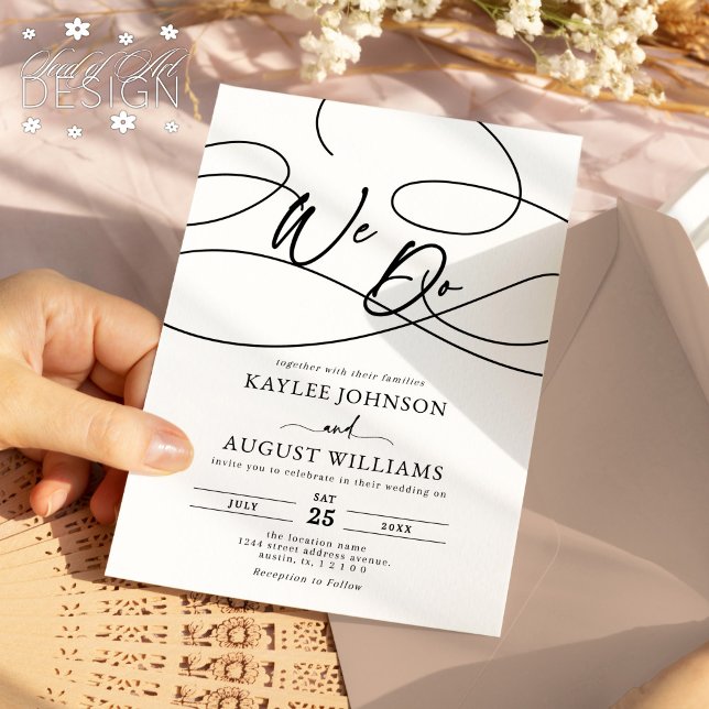 Minimal Fancy Script "We Do" Calligraphy Wedding Invitation (Creator Uploaded)