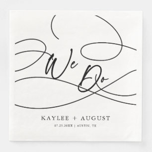 Minimal Fancy Script "We Do" Calligraphy Wedding Napkin