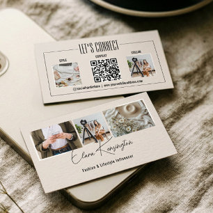 Minimal Fashion Instagram Influencer Photo QR Code Business Card