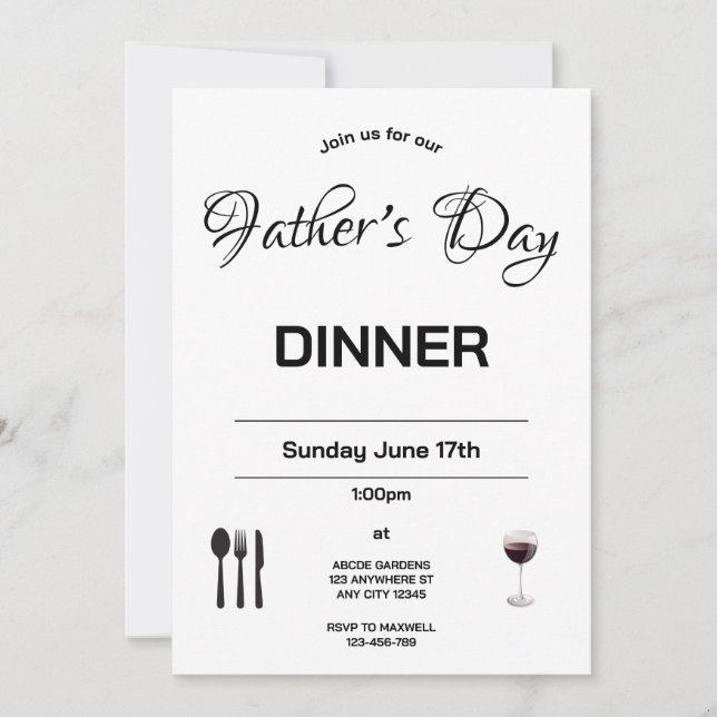 Minimal Father's Day Dinner Invitation (Front)