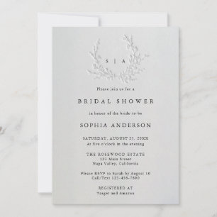 Minimal Faux Blind Deboss Cotton Bridal Shower Invitation