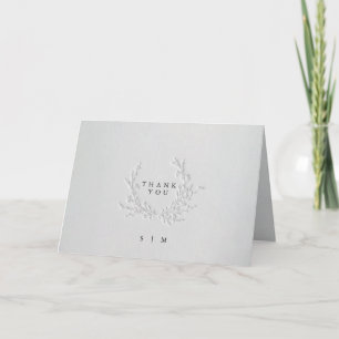 Minimal Faux Blind Deboss Cotton Wedding Folded Thank You Card