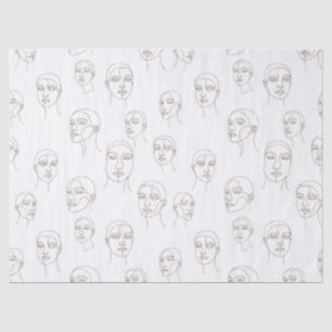 Minimal Female Face Line Pattern (3) Tissue Paper
