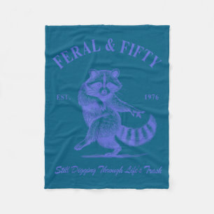 Minimal Feral Fifty 50th Birthday Raccoon Fleece Blanket