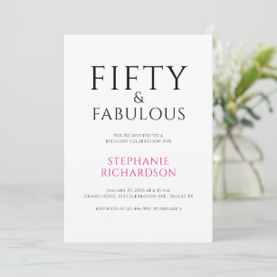 Minimal Fifty and Fabulous 50th Birthday Party  Invitation