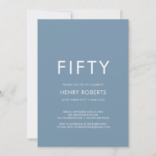 Minimal Fifty and Fabulous 50th Birthday Party Invitation