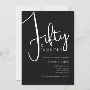 Minimal Fifty and Fabulous 50th Birthday Party Invitation