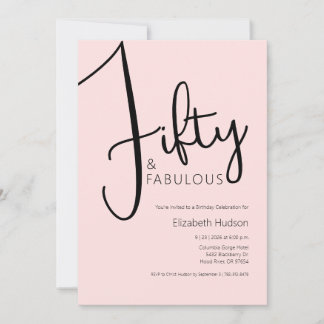 Minimal Fifty and Fabulous 50th Birthday Party Invitation