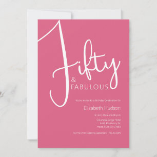 Minimal Fifty and Fabulous 50th Birthday Party Invitation
