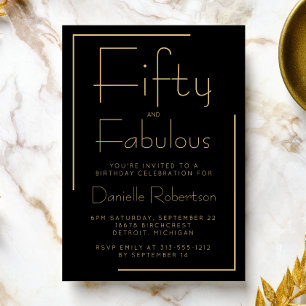 Minimal Fifty and Fabulous 50th Birthday Party Invitation