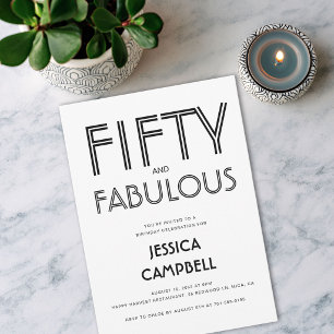 Minimal Fifty and Fabulous 50th Birthday Party Invitation
