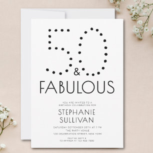 Minimal Fifty and Fabulous 50th Birthday Party Invitation
