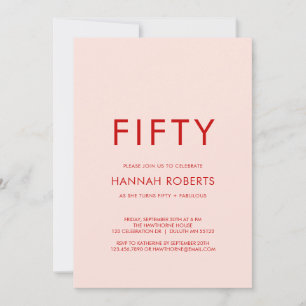 Minimal Fifty and Fabulous 50th Birthday Party Invitation