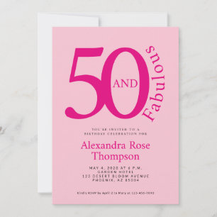Minimal Fifty and Fabulous 50th Birthday Party Invitation