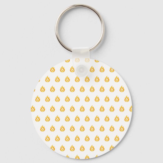 Minimal Fire Flame Icon Hot Lit Aesthetic Graphic Key Ring (Front)