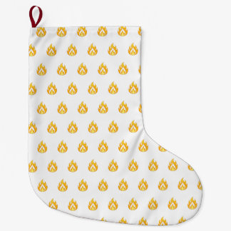 Minimal Fire Flame Icon Hot Lit Aesthetic Graphic Large Christmas Stocking