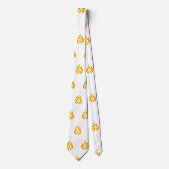 Minimal Fire Flame Icon Hot Lit Aesthetic Graphic Tie (Front)