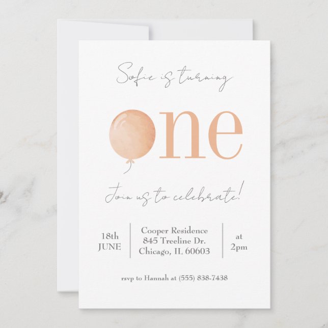 Minimal First Birthday Invitation (Front)