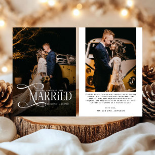 Minimal First Christmas Married Couples 2 Photos Holiday Card
