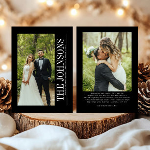 Minimal First Christmas Married Photo Newlyweds Holiday Card