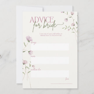 Minimal Floral Advice for Bride Bridal Shower Game Invitation
