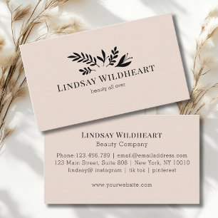 Minimal Floral Beige Botanical Beauty Business Card
