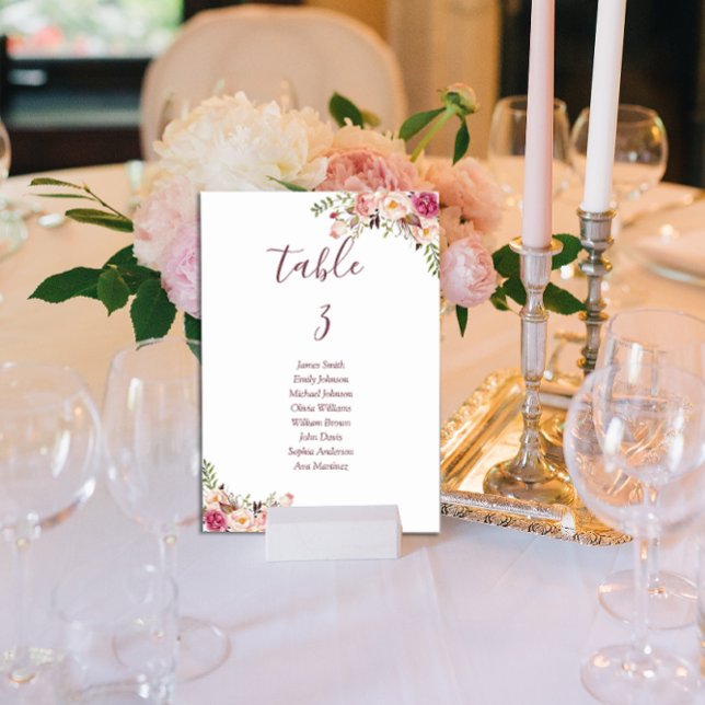 Minimal Floral Blush Pink Wedding Table Number (Creator Uploaded)