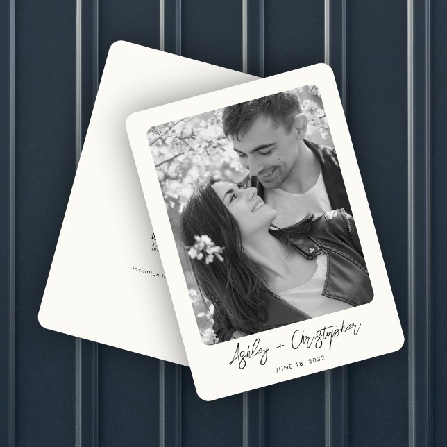 Minimal Floral Botanical Milk White Photo Wedding Save The Date (Creator Uploaded)