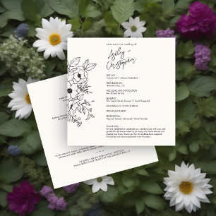 Minimal Floral Botanical Milk White Wedding Programme
