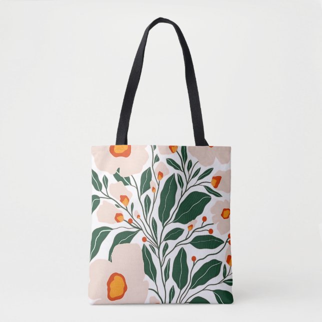 Minimal Floral Botanical Pattern Tote Bag (Front)