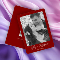 Minimal Floral Botanical Ruby Red Photo Wedding