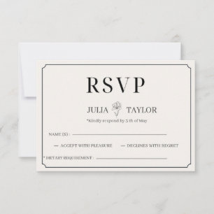 Minimal Floral Butterfly Wedding RSVP Card Elega