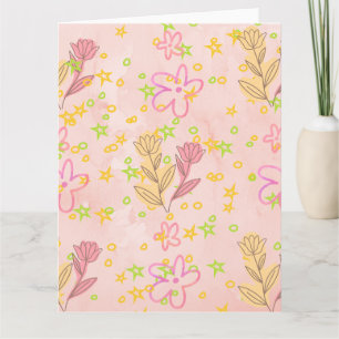 Minimal Floral Doodle Pattern –Pastel Pink pattern Card