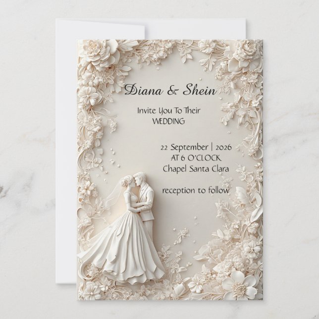 🌿 Minimal Floral Frame Silhouette Ceremony Design Invitation (Front)