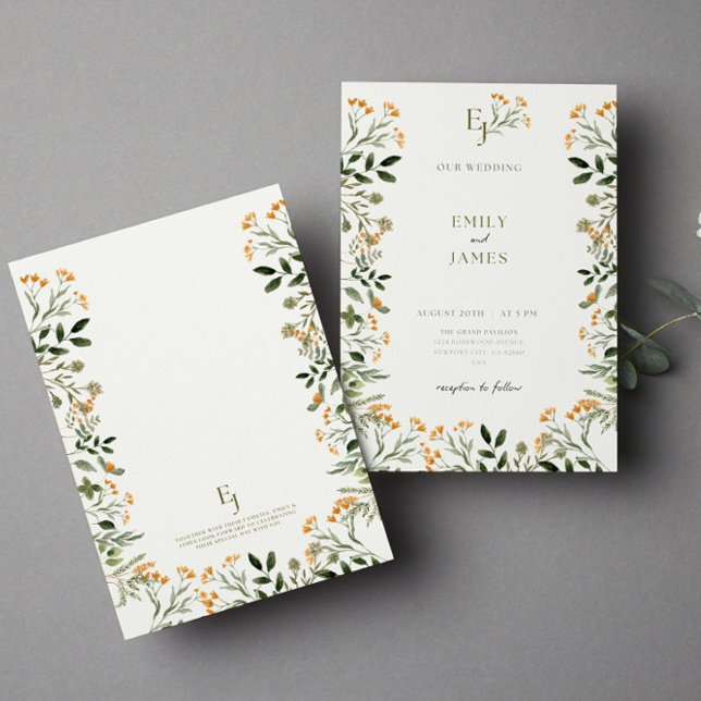 Minimal Floral Frame Wedding Invitation Card (Creator Uploaded)