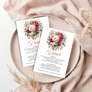 Minimal Floral Gold Accent Wedding Details Enclosure Card