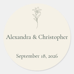 Minimal Floral Ivory Wedding Envelope Seal Classic