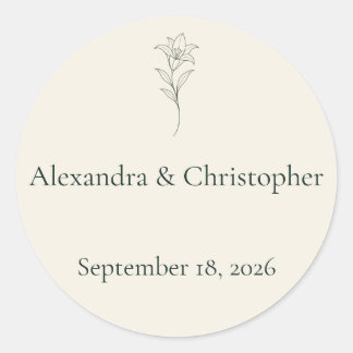 Minimal Floral Ivory Wedding Envelope Seal Classic