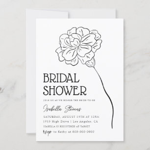 Minimal Floral Line Art Bridal Shower Invitation