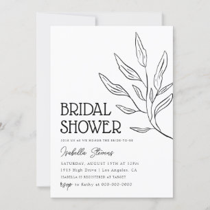 Minimal Floral Line Art Bridal Shower Invitation