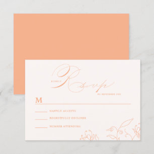 Minimal Floral Line Art Wedding RSVP Card